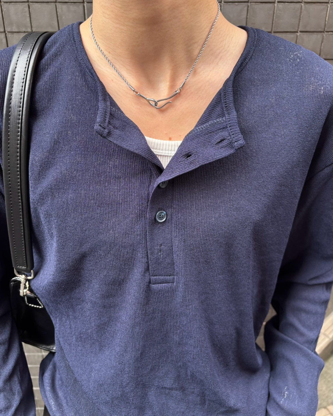 受注制【Chikashitsu +】sheer henley long sleeve tee (5color)