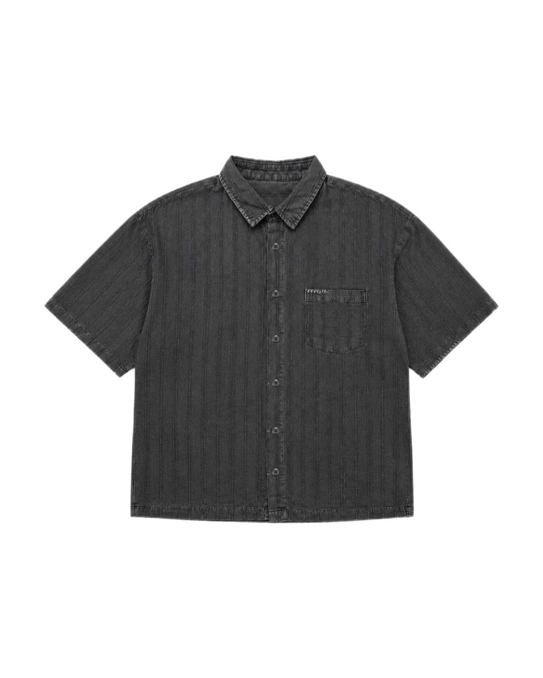 受注制【Chikashitsu +】pigment cut off half sleeve shirt (2color)