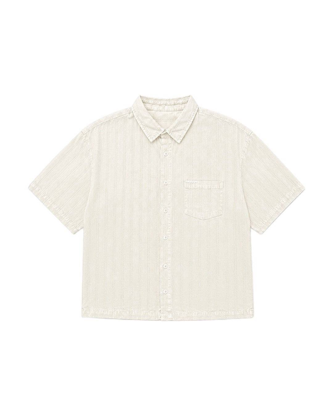 受注制【Chikashitsu +】pigment cut off half sleeve shirt (2color)