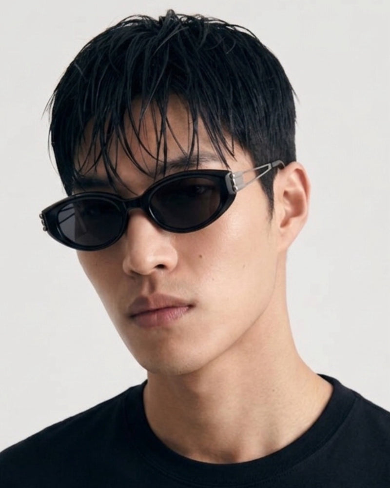 受注制【Chikashitsu +】silver temple square sunglasses (2color)