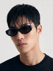 受注制【Chikashitsu +】silver temple square sunglasses (2color)