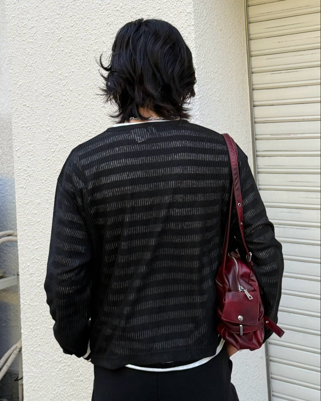 受注制【Chikashitsu +】wave design sheer cardigan (2color)