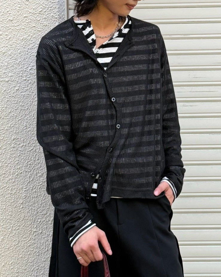 受注制【Chikashitsu +】wave design sheer cardigan (2color)