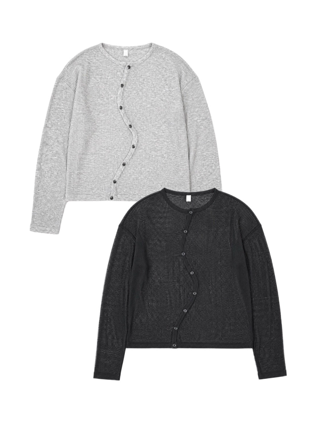 受注制【Chikashitsu +】wave design sheer cardigan (2color)