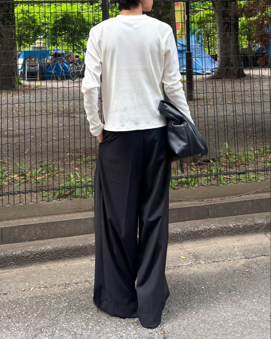 受注制【Chikashitsu +】slit henley neck slim t-shirt (3color)