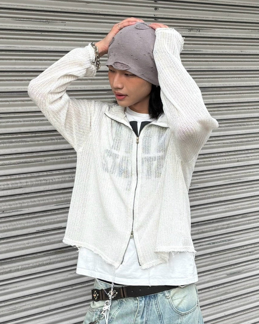 受注制【Chikashitsu +】clay net zip-up jacket (3color)