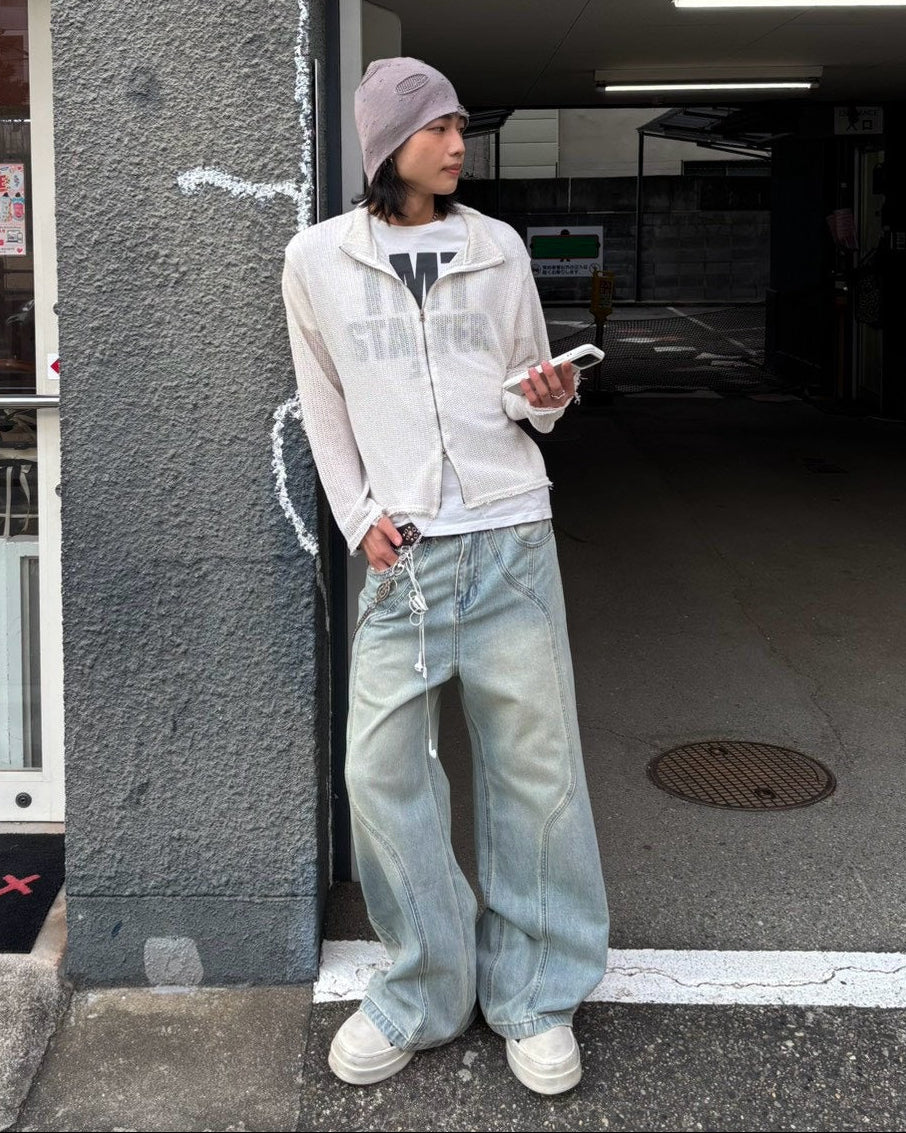 受注制【Chikashitsu +】clay net zip-up jacket (3color)