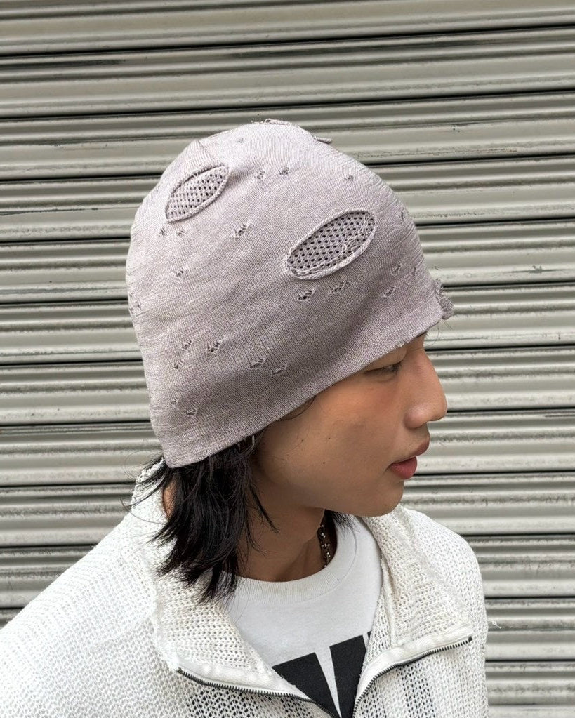 受注制【Chikashitsu +】damaged mesh beanie (3color)