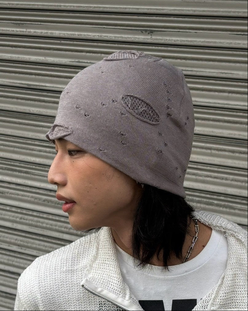 受注制【Chikashitsu +】damaged mesh beanie (3color)