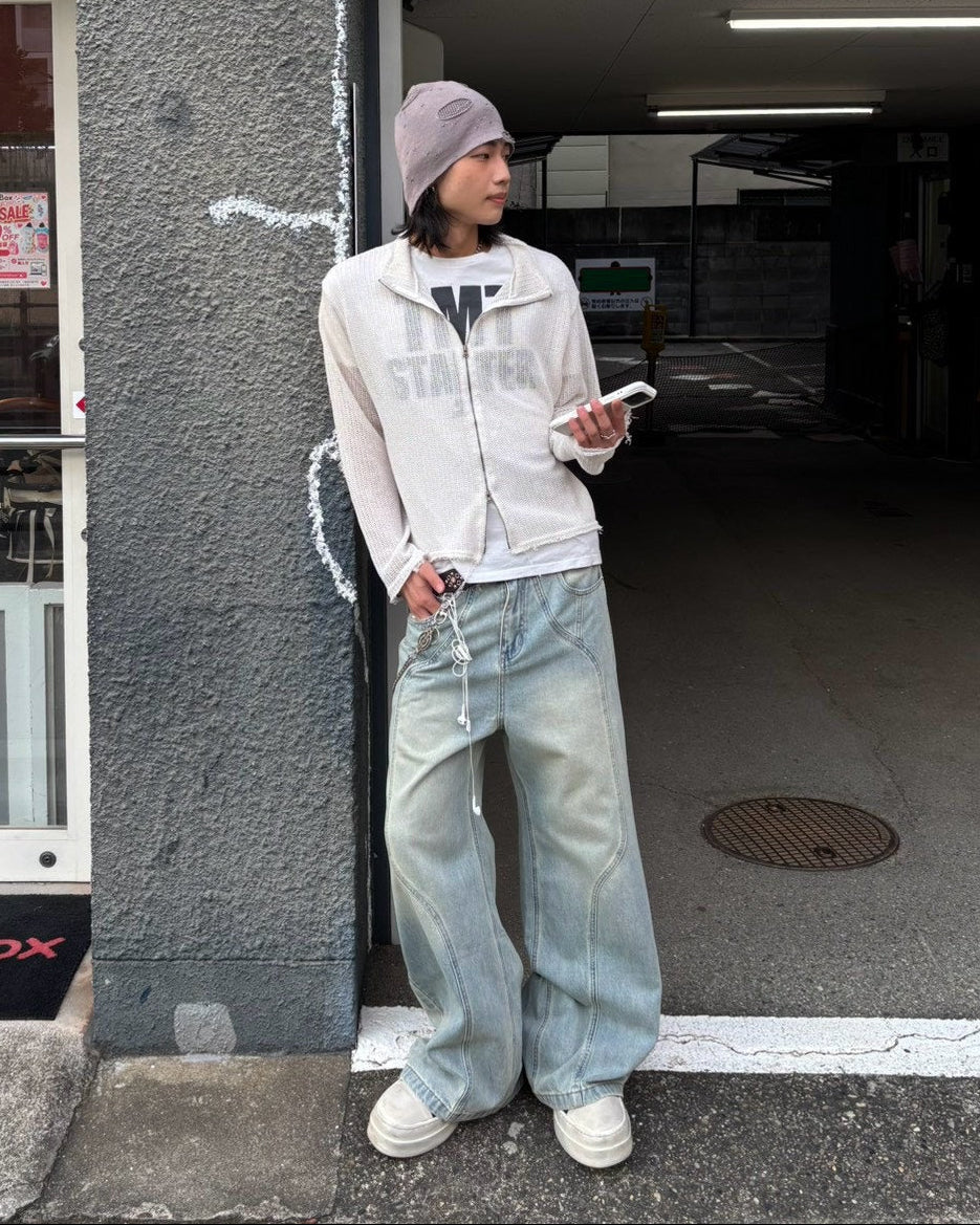 受注制【Chikashitsu +】damaged mesh beanie (3color)