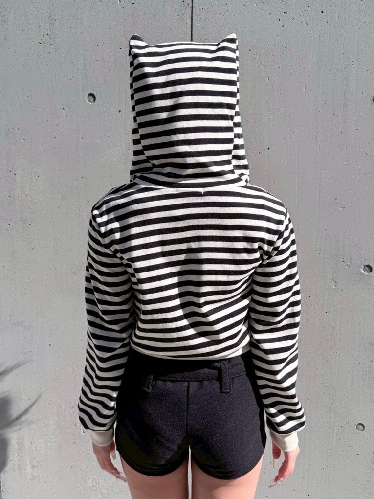 3/1 20:00発売 受注制【nmtc +】border horn zip up hoodie / 【エヌエムティーシープラス】ボーダーホーンジップアップパーカー (2color)