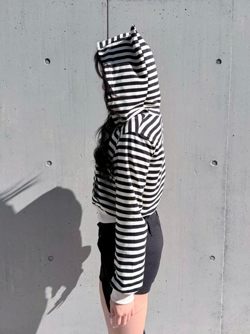 3/1 20:00発売 受注制【nmtc +】border horn zip up hoodie / 【エヌエムティーシープラス】ボーダーホーンジップアップパーカー (2color)