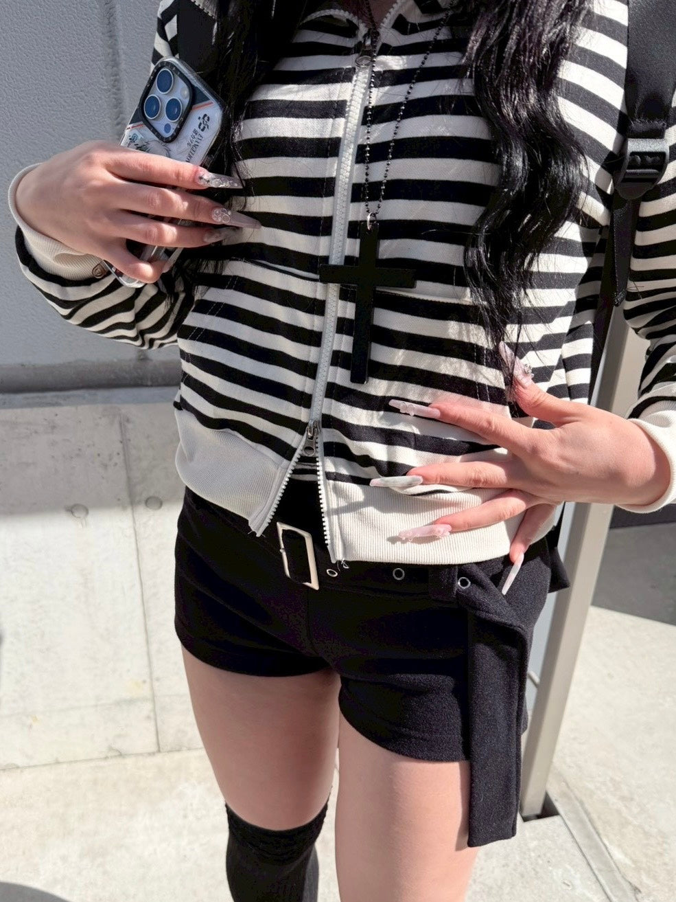 3/1 20:00発売 受注制【nmtc +】border horn zip up hoodie / 【エヌエムティーシープラス】ボーダーホーンジップアップパーカー (2color)