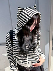 3/1 20:00発売 受注制【nmtc +】border horn zip up hoodie / 【エヌエムティーシープラス】ボーダーホーンジップアップパーカー (2color)