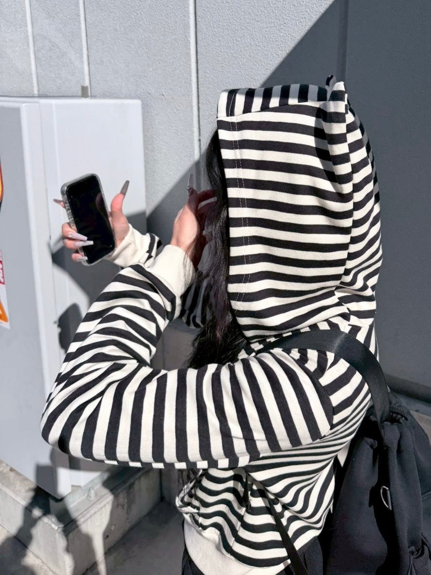 3/1 20:00発売 受注制【nmtc +】border horn zip up hoodie / 【エヌエムティーシープラス】ボーダーホーンジップアップパーカー (2color)