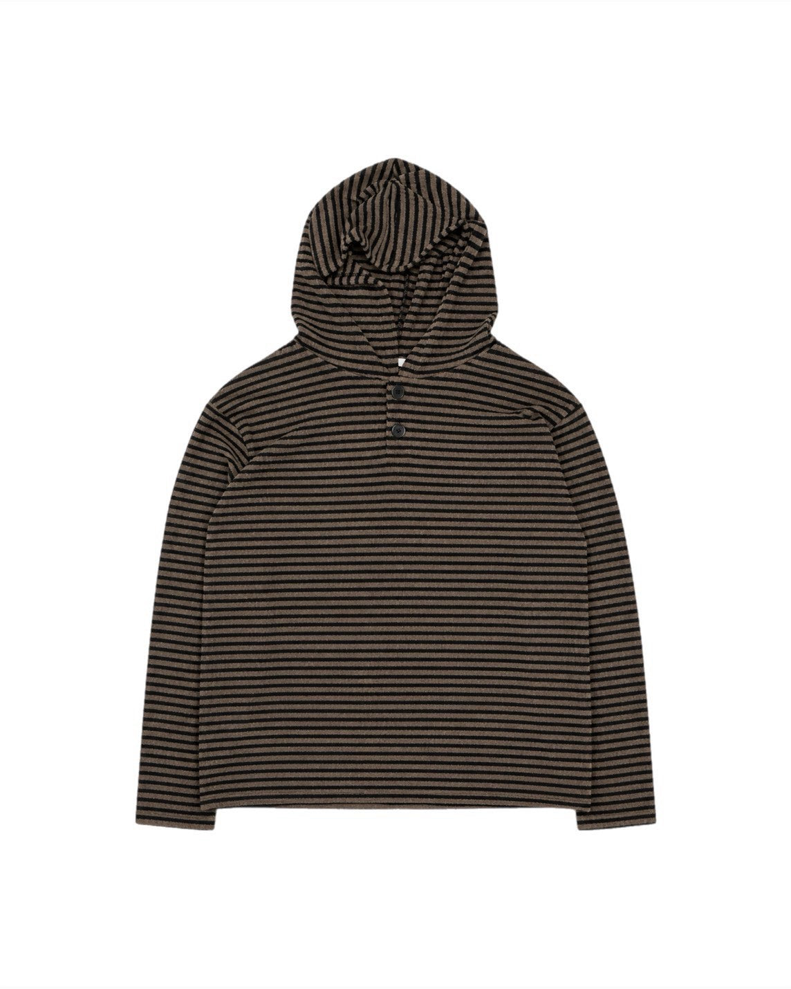 受注制【Chikashitsu +】henley neck border hoodie (3color)