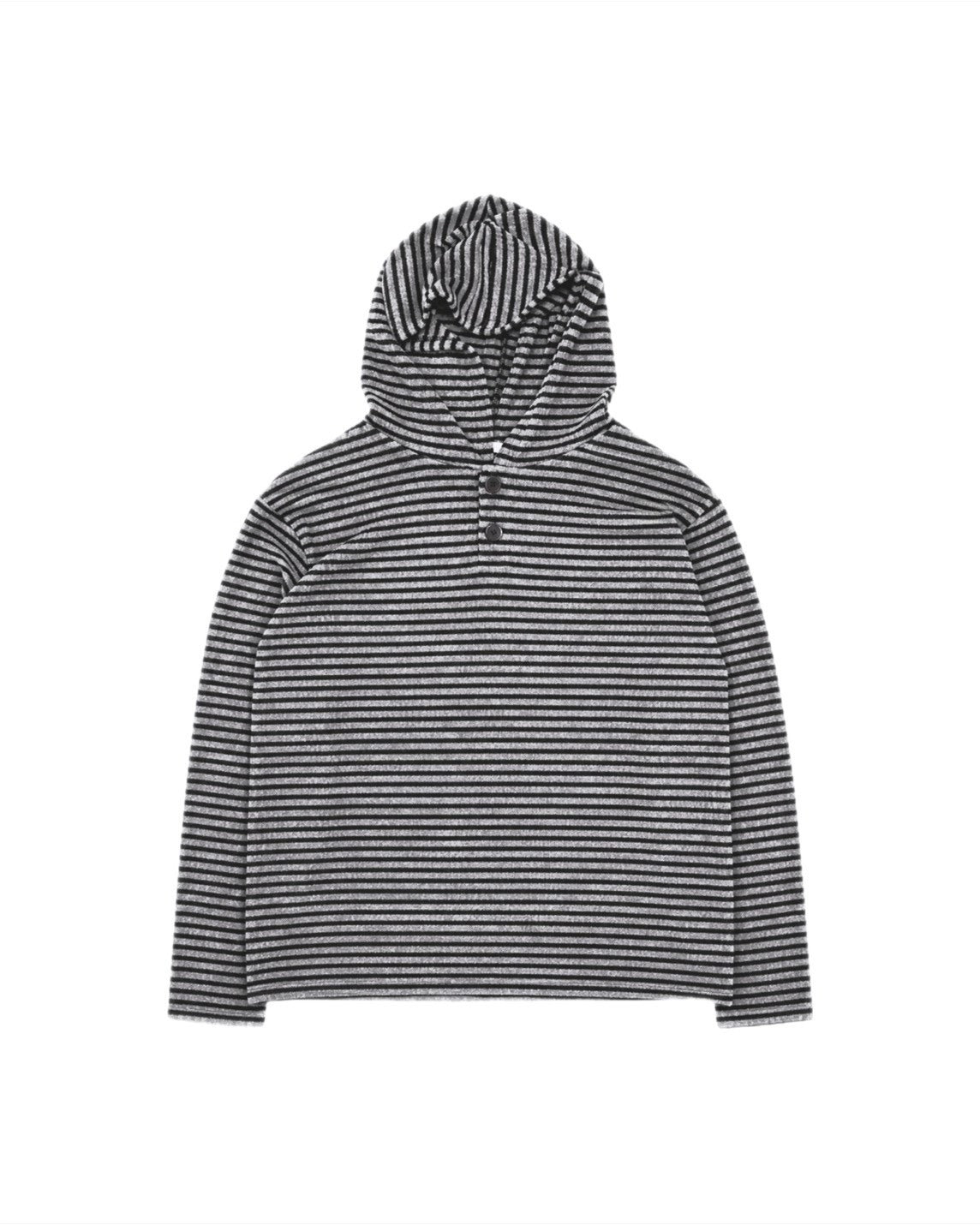 受注制【Chikashitsu +】henley neck border hoodie (3color)