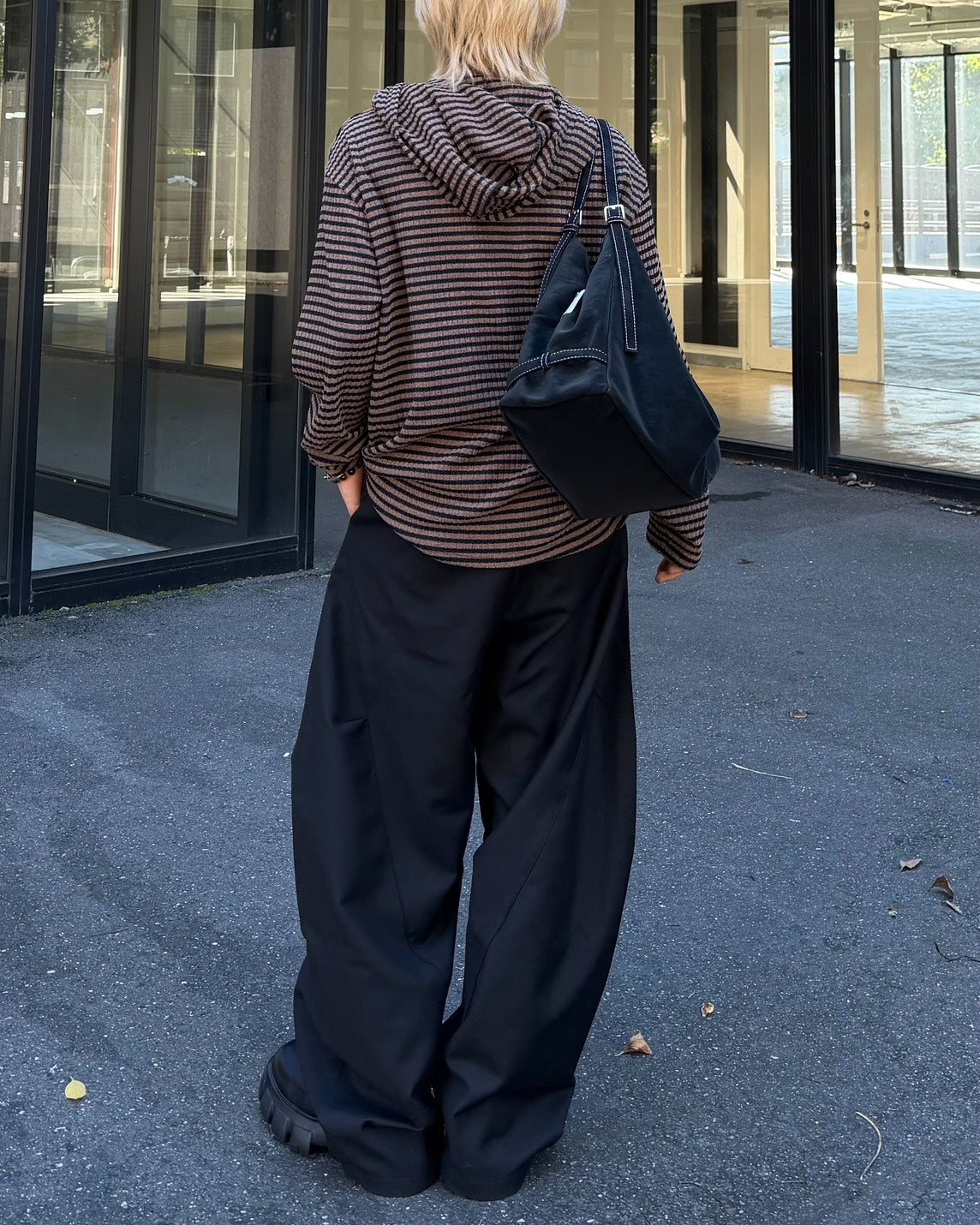 受注制【Chikashitsu +】henley neck border hoodie (3color)