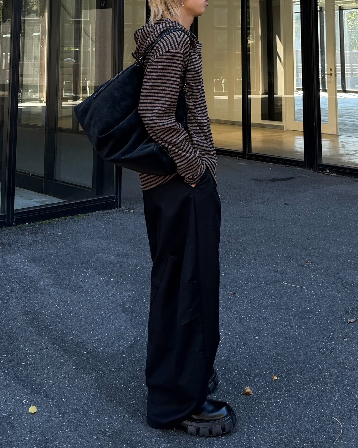 受注制【Chikashitsu +】henley neck border hoodie (3color)