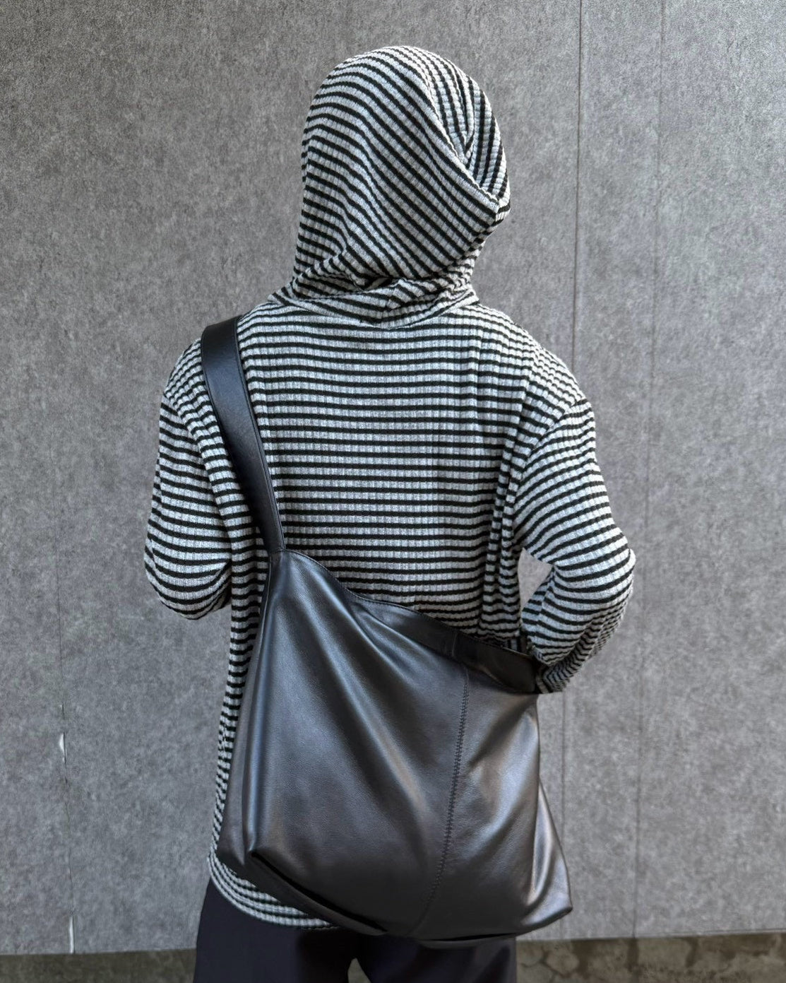 受注制【Chikashitsu +】henley neck border hoodie (3color)