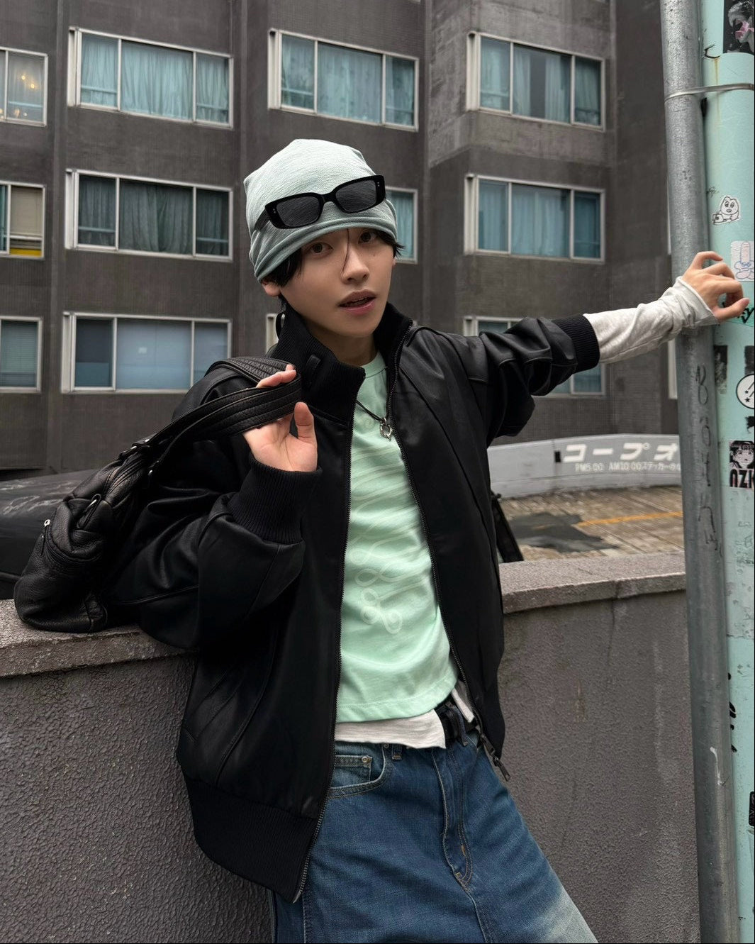 受注制【Chikashitsu +】cropped high neck blouson