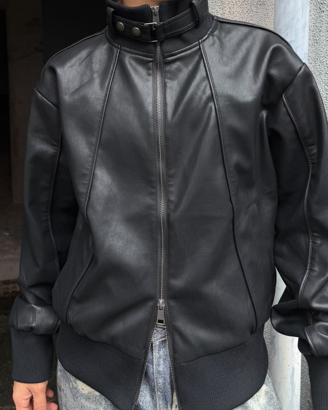 受注制【Chikashitsu +】cropped high neck blouson