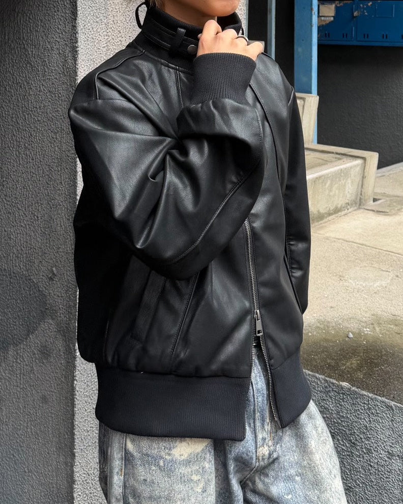 受注制【Chikashitsu +】cropped high neck blouson