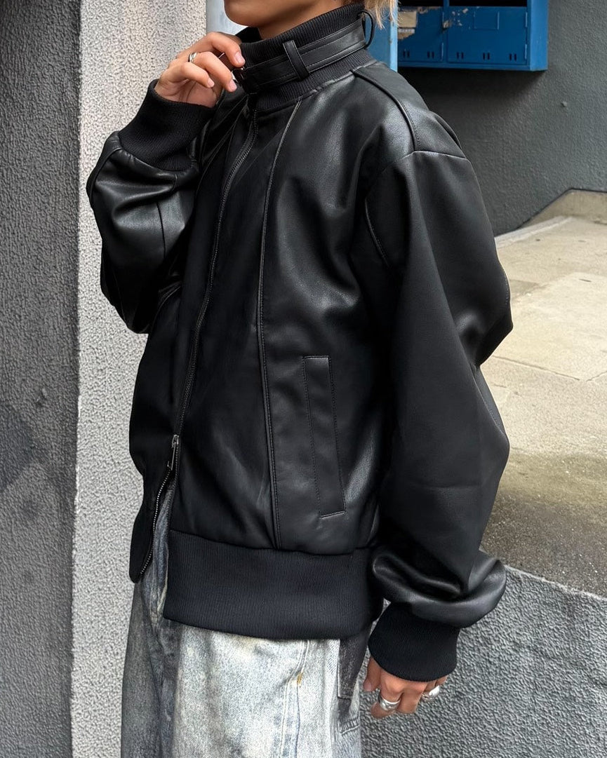 受注制【Chikashitsu +】cropped high neck blouson