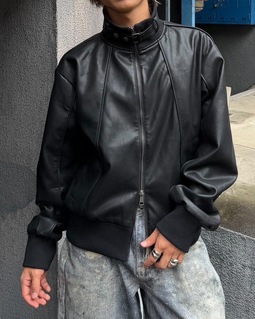 受注制【Chikashitsu +】cropped high neck blouson