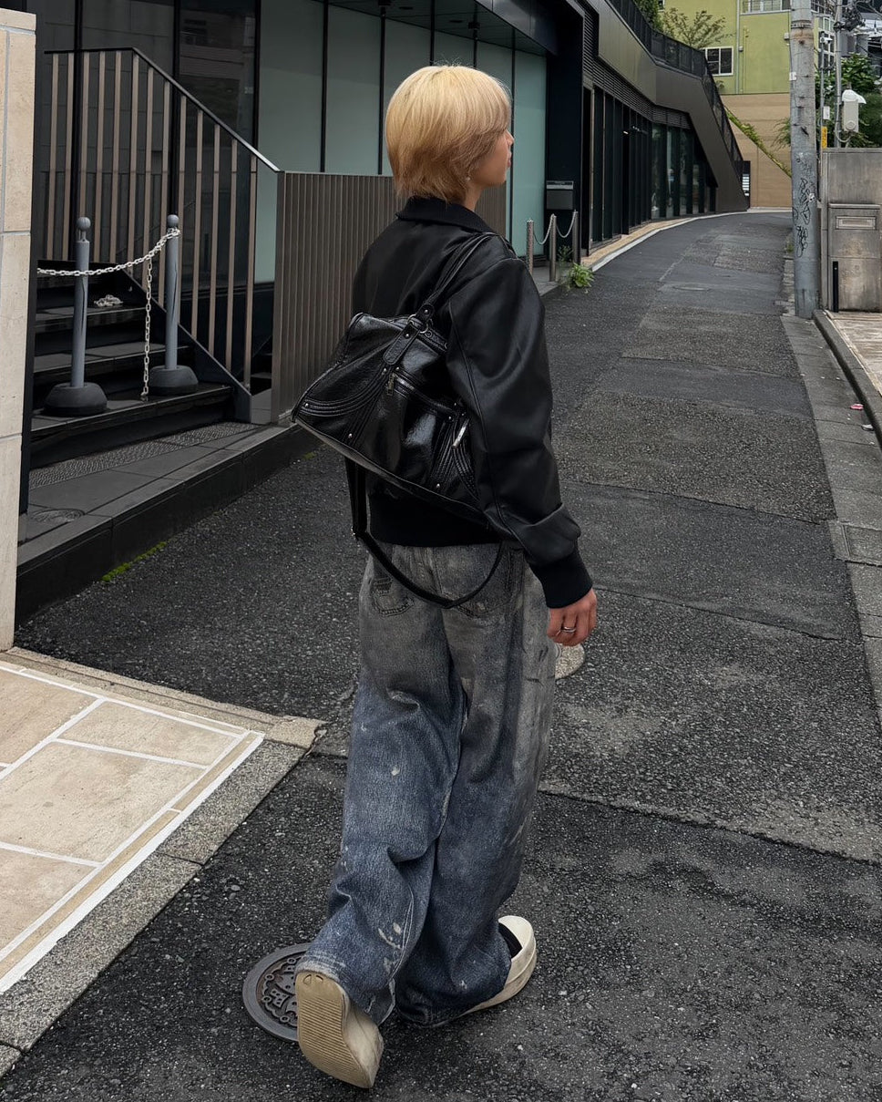 受注制【Chikashitsu +】cropped high neck blouson