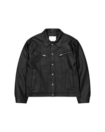 受注制【Chikashitsu +】zipper synthetic leather jacket
