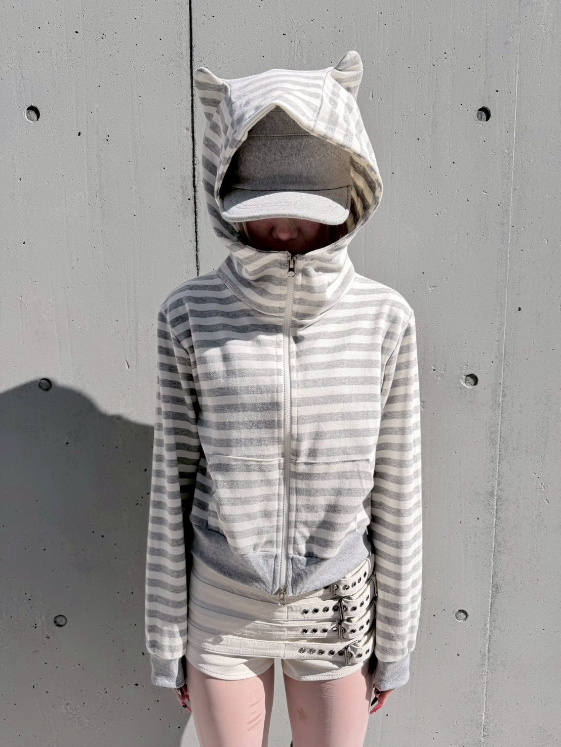 3/1 20:00発売 受注制【nmtc +】border horn zip up hoodie / 【エヌエムティーシープラス】ボーダーホーンジップアップパーカー (2color)