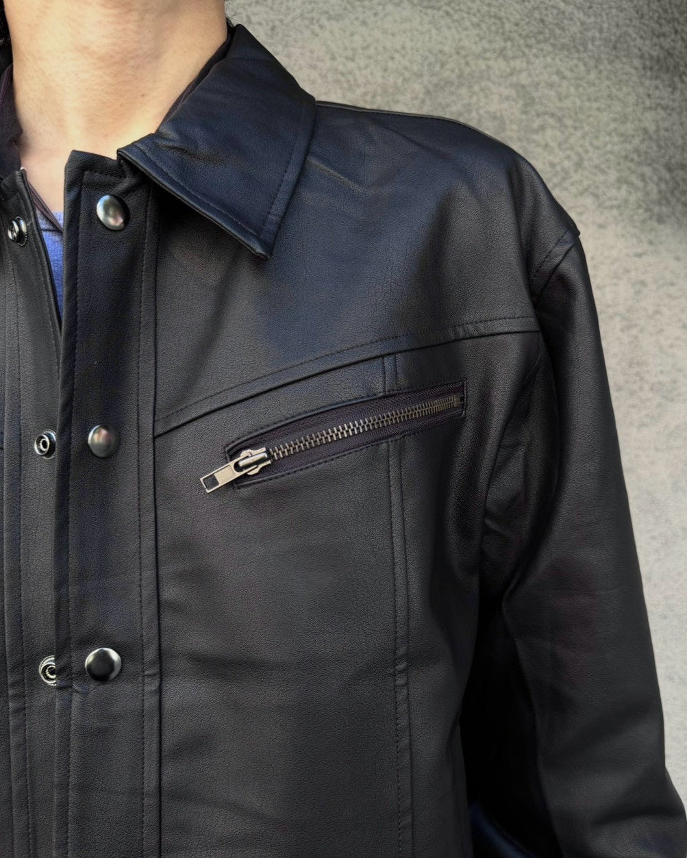 受注制【Chikashitsu +】zipper synthetic leather jacket
