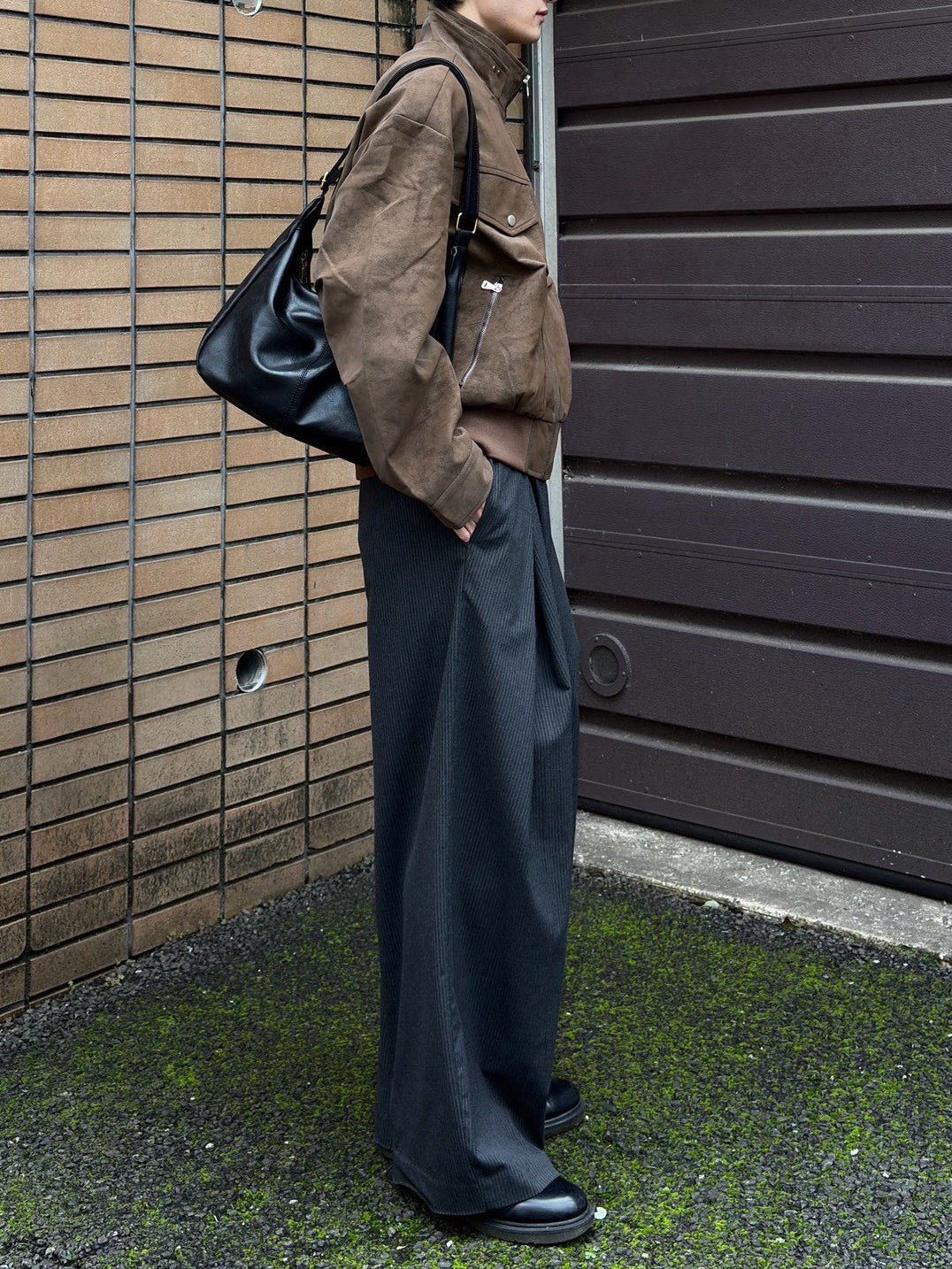 受注制【Chikashitsu +】high neck cropped suede jacket (3color)
