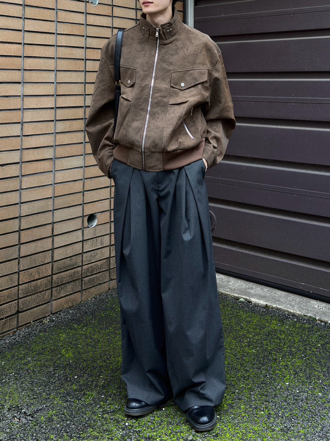 受注制【Chikashitsu +】high neck cropped suede jacket (3color)