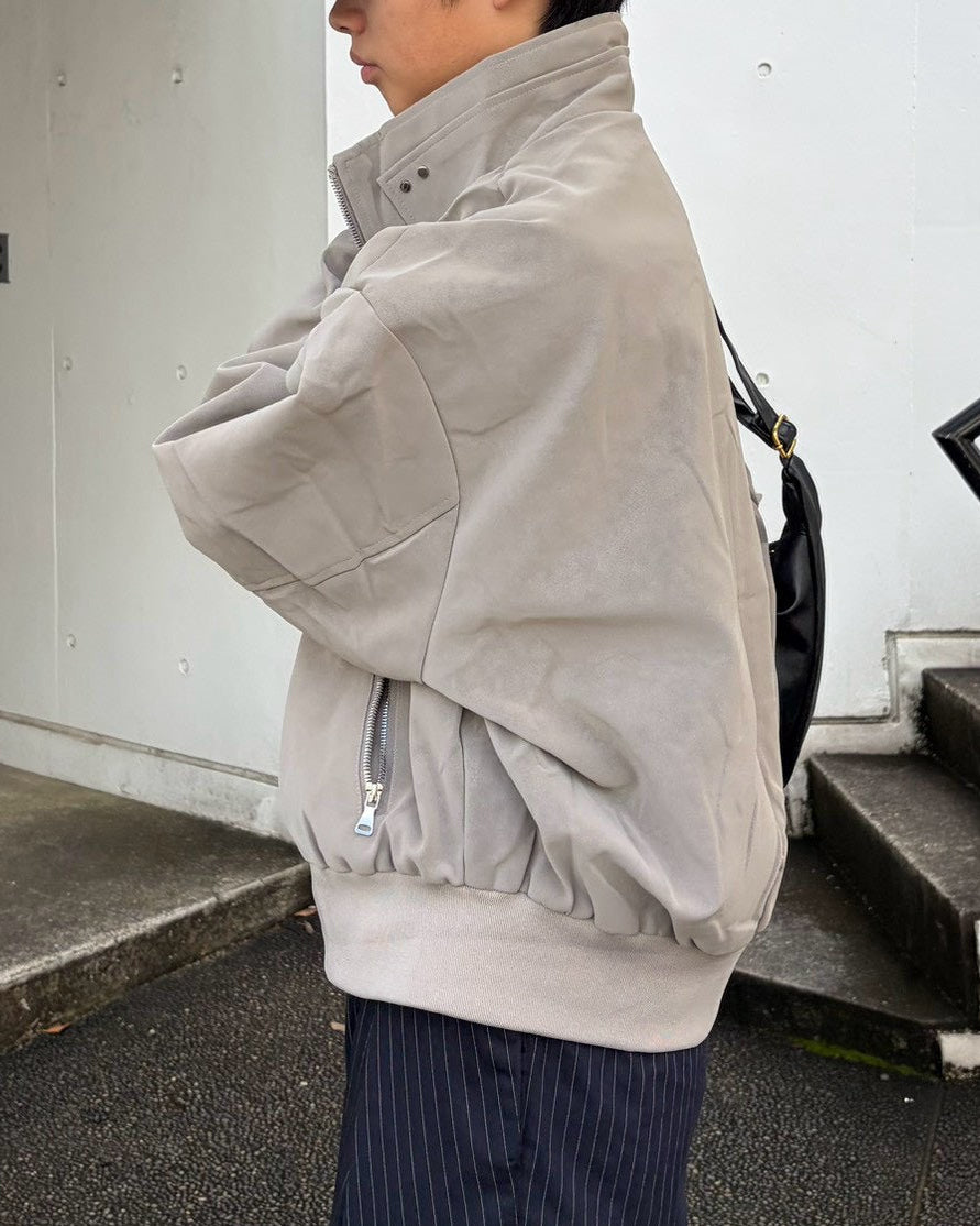 受注制【Chikashitsu +】high neck cropped suede jacket (3color)
