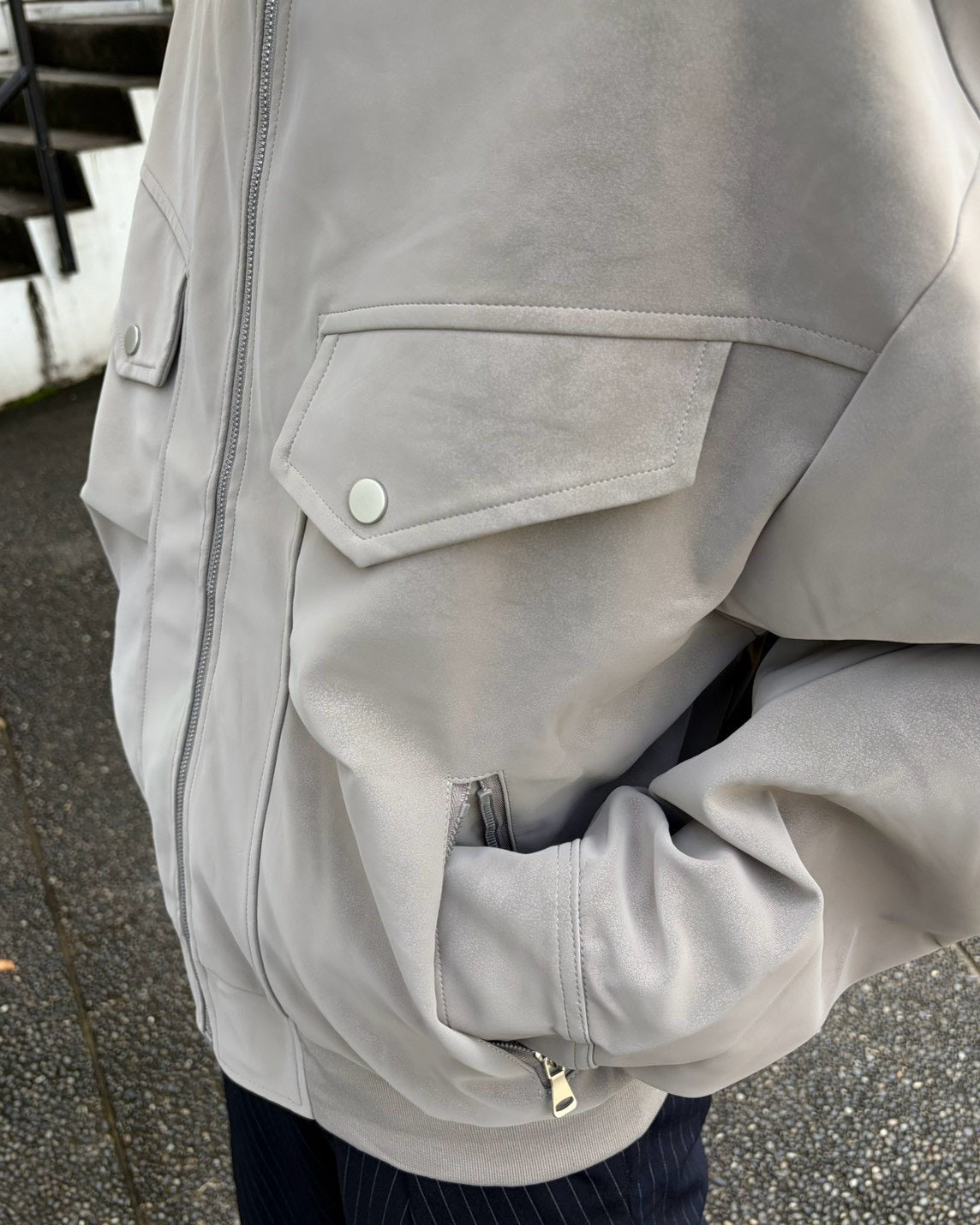 受注制【Chikashitsu +】high neck cropped suede jacket (3color)