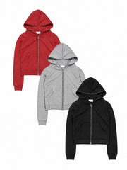 受注制【Chikashitsu +】full zip cropped hoodie (3color)