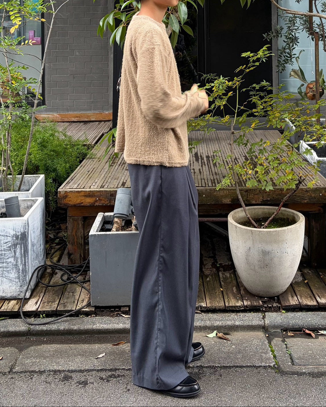 受注制【Chikashitsu +】crop soft shaggy knit (3color)