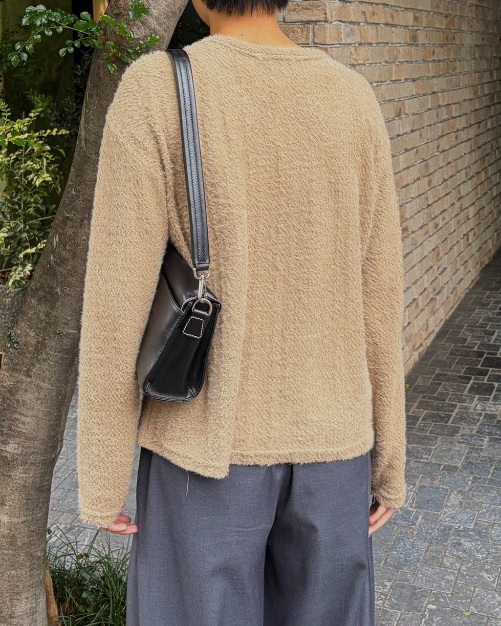 受注制【Chikashitsu +】crop soft shaggy knit (3color)
