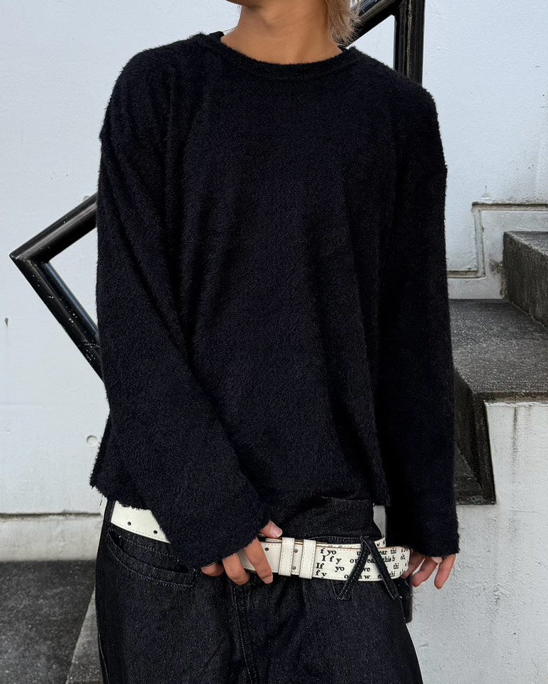 受注制【Chikashitsu +】crop soft shaggy knit (3color)