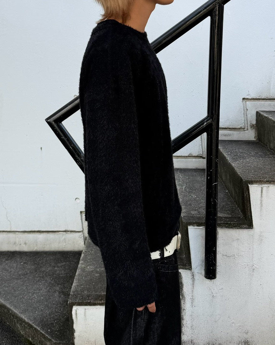 受注制【Chikashitsu +】crop soft shaggy knit (3color)