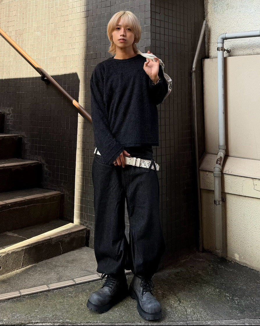 受注制【Chikashitsu +】crop soft shaggy knit (3color)