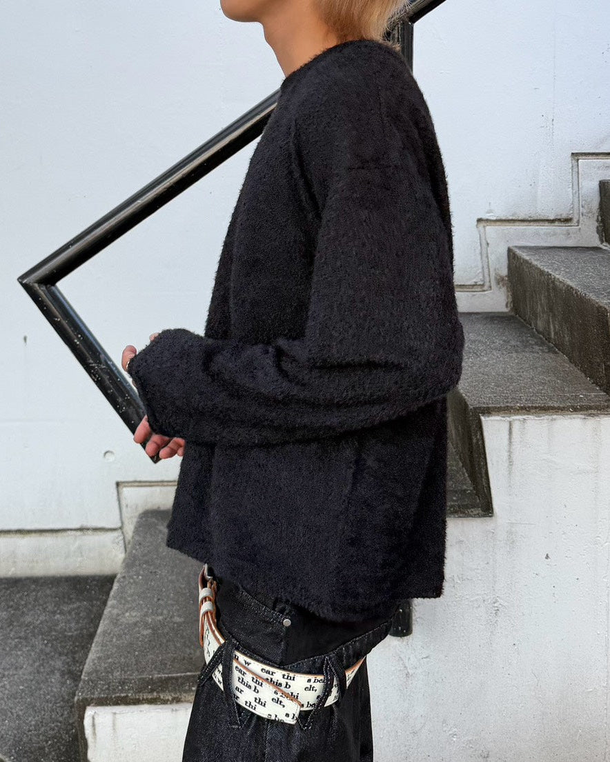 受注制【Chikashitsu +】crop soft shaggy knit (3color)