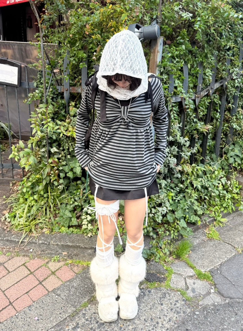 名古屋店WEB限定受注制【nmtc+】off-shoulder ribbon border tops (2color)