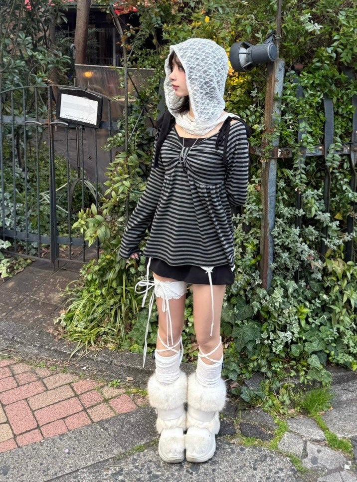 名古屋店WEB限定受注制【nmtc+】off-shoulder ribbon border tops (2color)