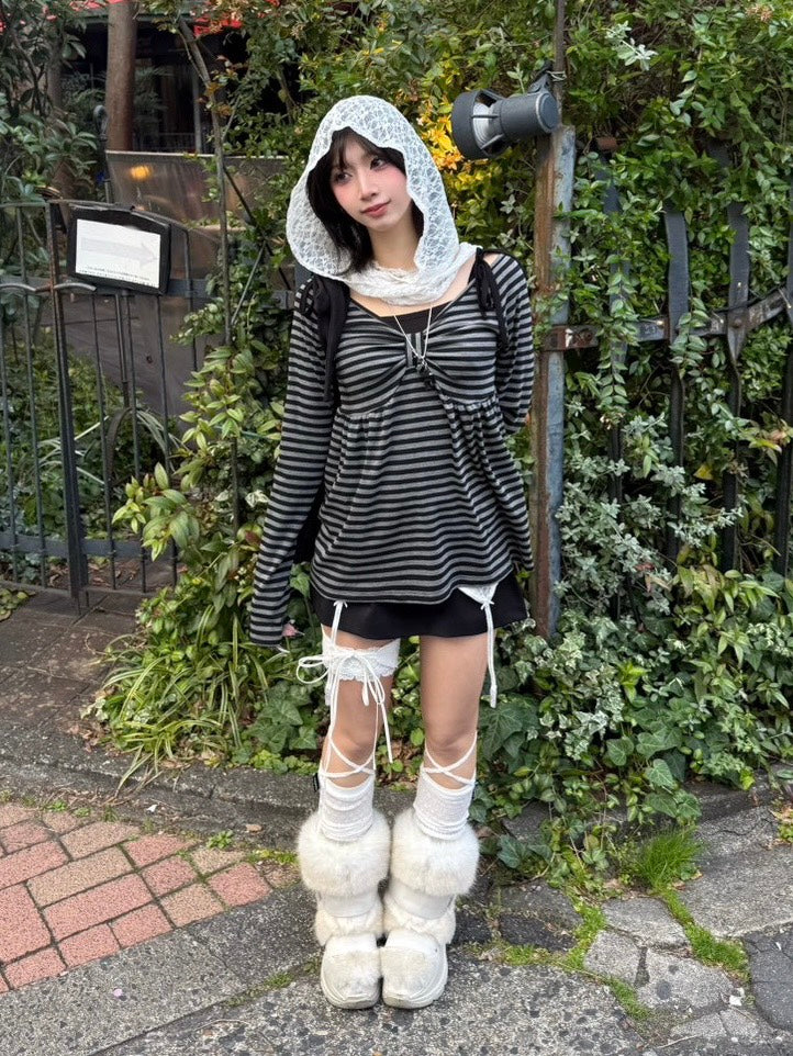 名古屋店WEB限定受注制【nmtc+】off-shoulder ribbon border tops (2color)