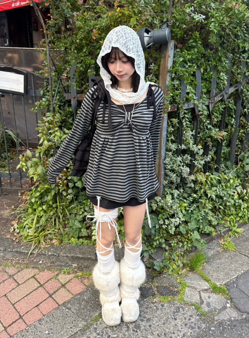 名古屋店WEB限定受注制【nmtc+】off-shoulder ribbon border tops (2color)