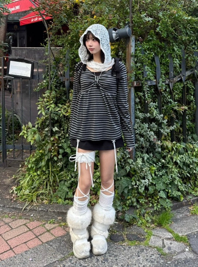 名古屋店WEB限定受注制【nmtc+】off-shoulder ribbon border tops (2color)