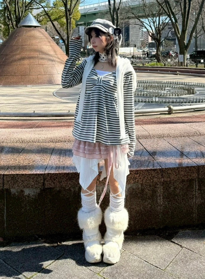 名古屋店WEB限定受注制【nmtc+】off-shoulder ribbon border tops (2color)
